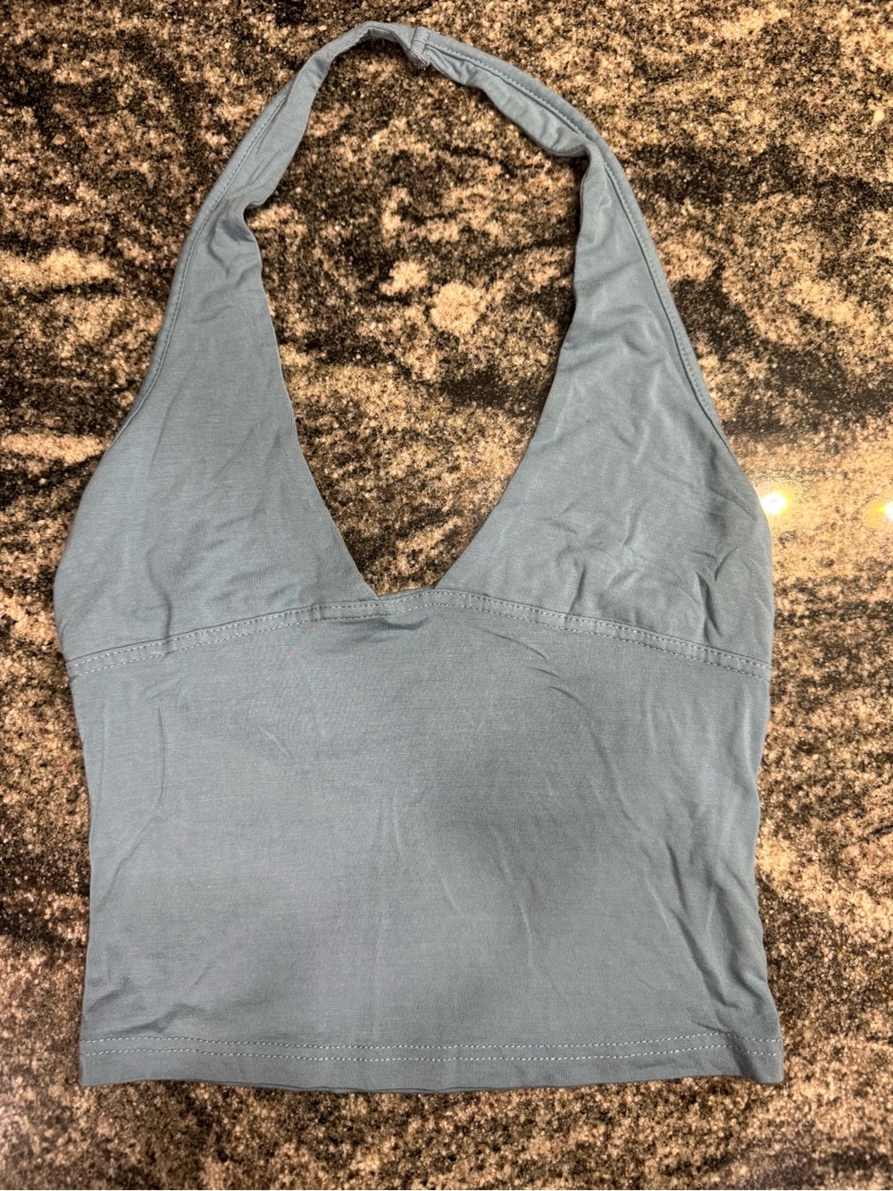 Source Unknown Steel Blue Halter Tank Top